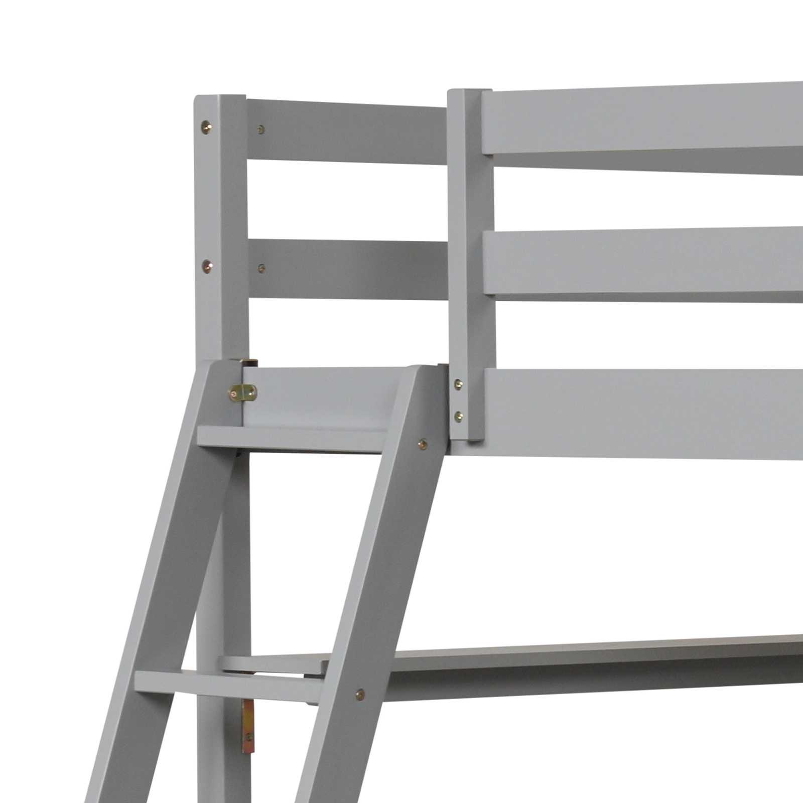 SUGIFT Gray Desk and Bookshelves Twin Size Kids and Teens Loft Bed