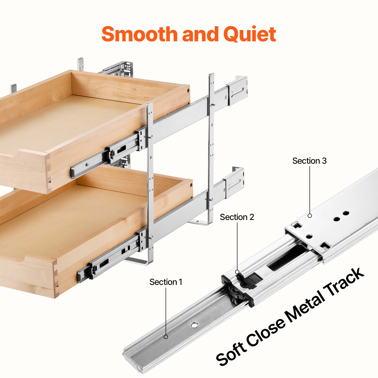 HONGGE 2 Tier Pull Out Cabinet Organizer Cabinet Drawer Soft Close Slide out Shelf Heavy-Duty Sliding Wood Drawer