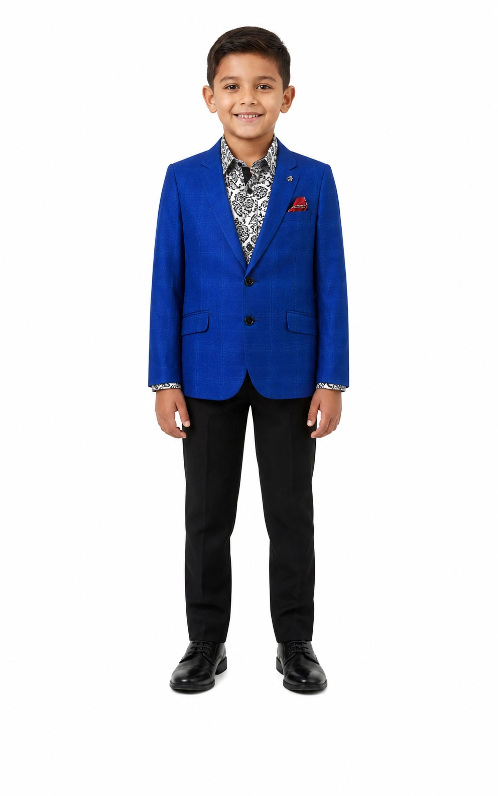Elie Balleh Boys Slim Fit Checke Sports Coat Blazer