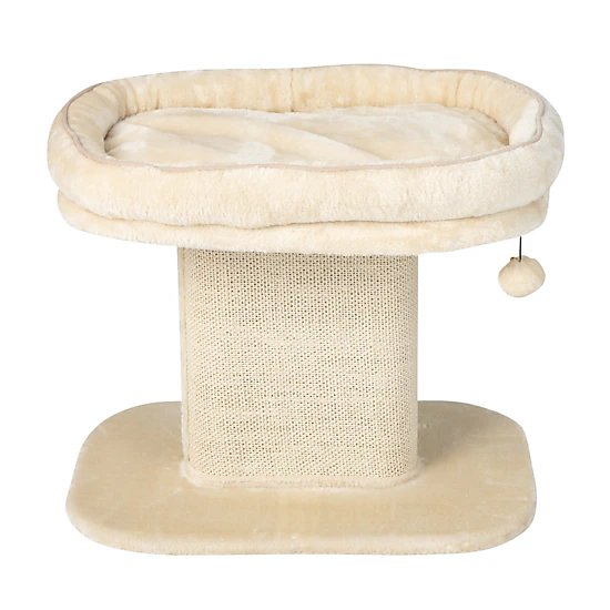 SUGIFT 19.5-in Beige Modern Cat Tree Tower with 22.5-in Plush Perch and Sisal Scratch Plate 23-in Base W