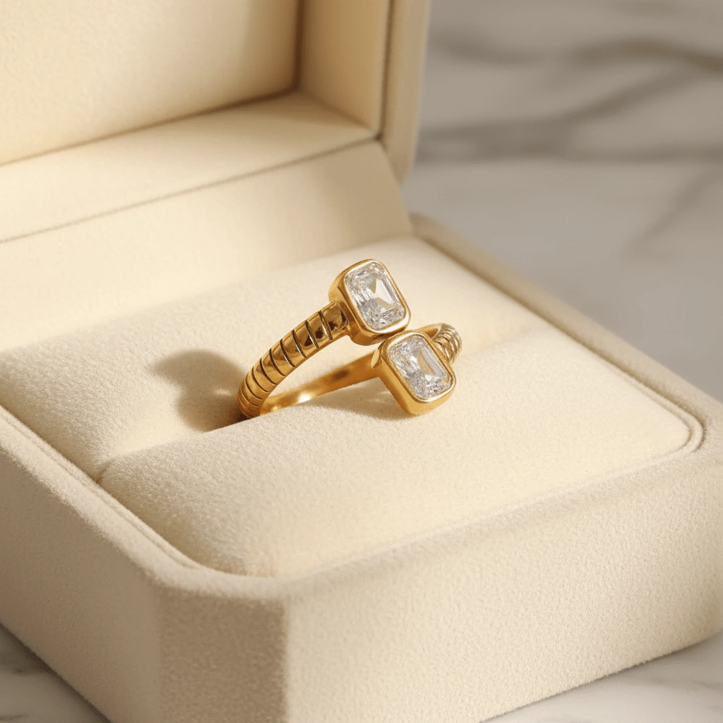 DressAtR Women's Geometric 18K Gold Plated Open Ring