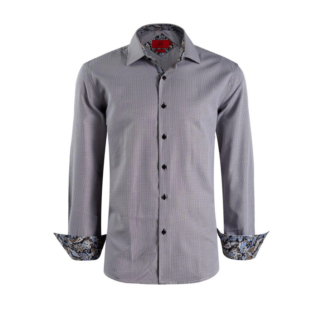 Elie Balleh Slim Fit Mens Houndstooth Dress Shirt