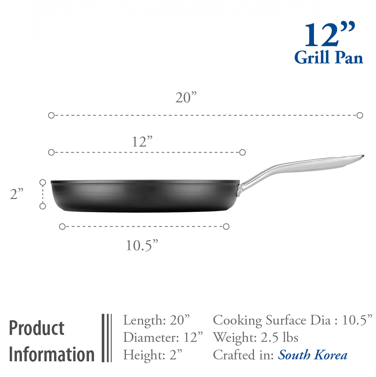 TECHEF Onyx - 12 Inch Nonstick Grill Pan