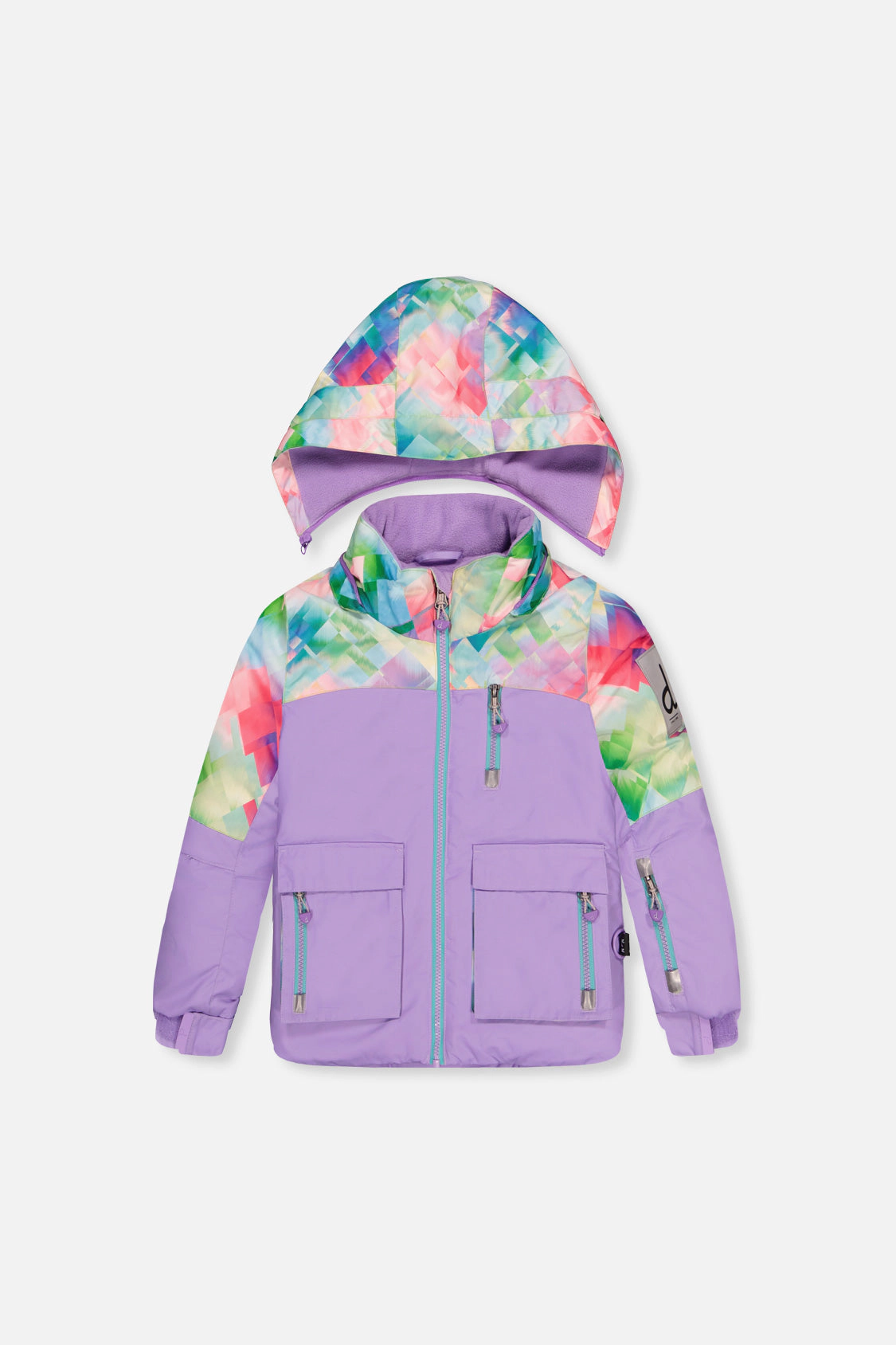 Deux par Girls Two Piece Play Snowsuit with Hooded Jacket and Diamond Print Snow Pants