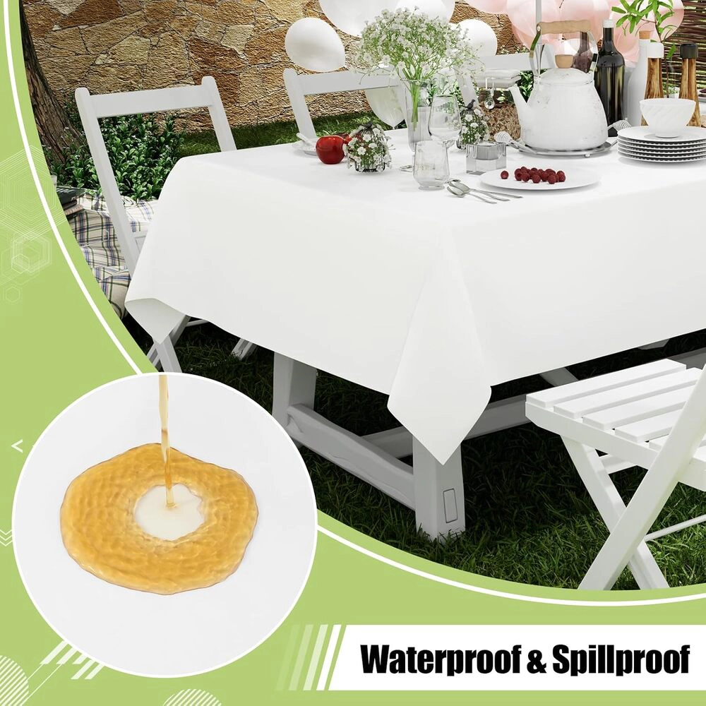 Technopliance 3 Pack Disposable Waterproof Plastic Tablecloth 54 x 108 Inch