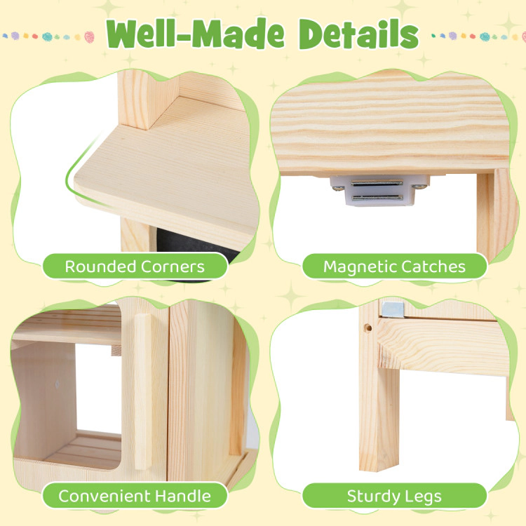 Hivvago Kids Mud Kitchen Play Pretend Kitchen With Chalkboard For Kids Aged 3+
