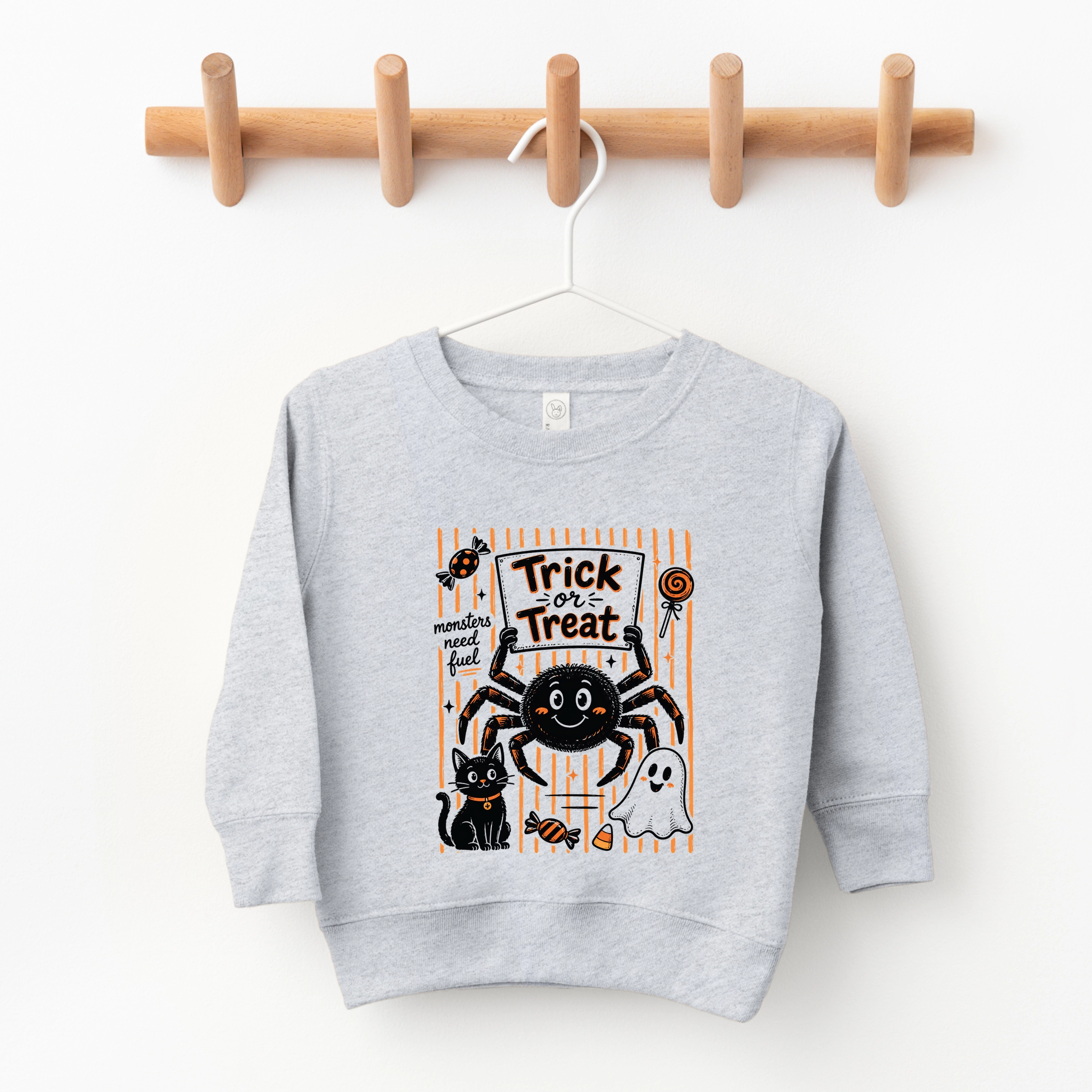 The Juniper Shop - Toddler Graphic Sweatshirt Trick or Treat Spider Stripes