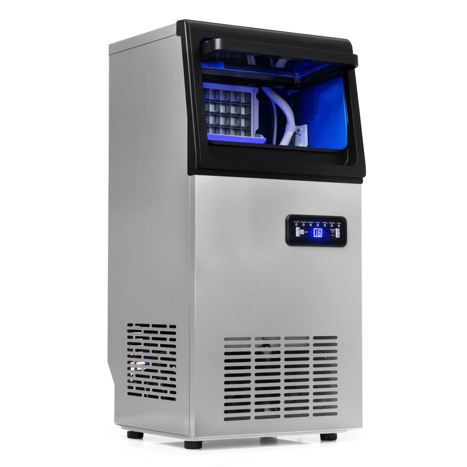 SlickBlue Silver - Black Ice Machine, 110 Lbs Daily, 36 Cubes