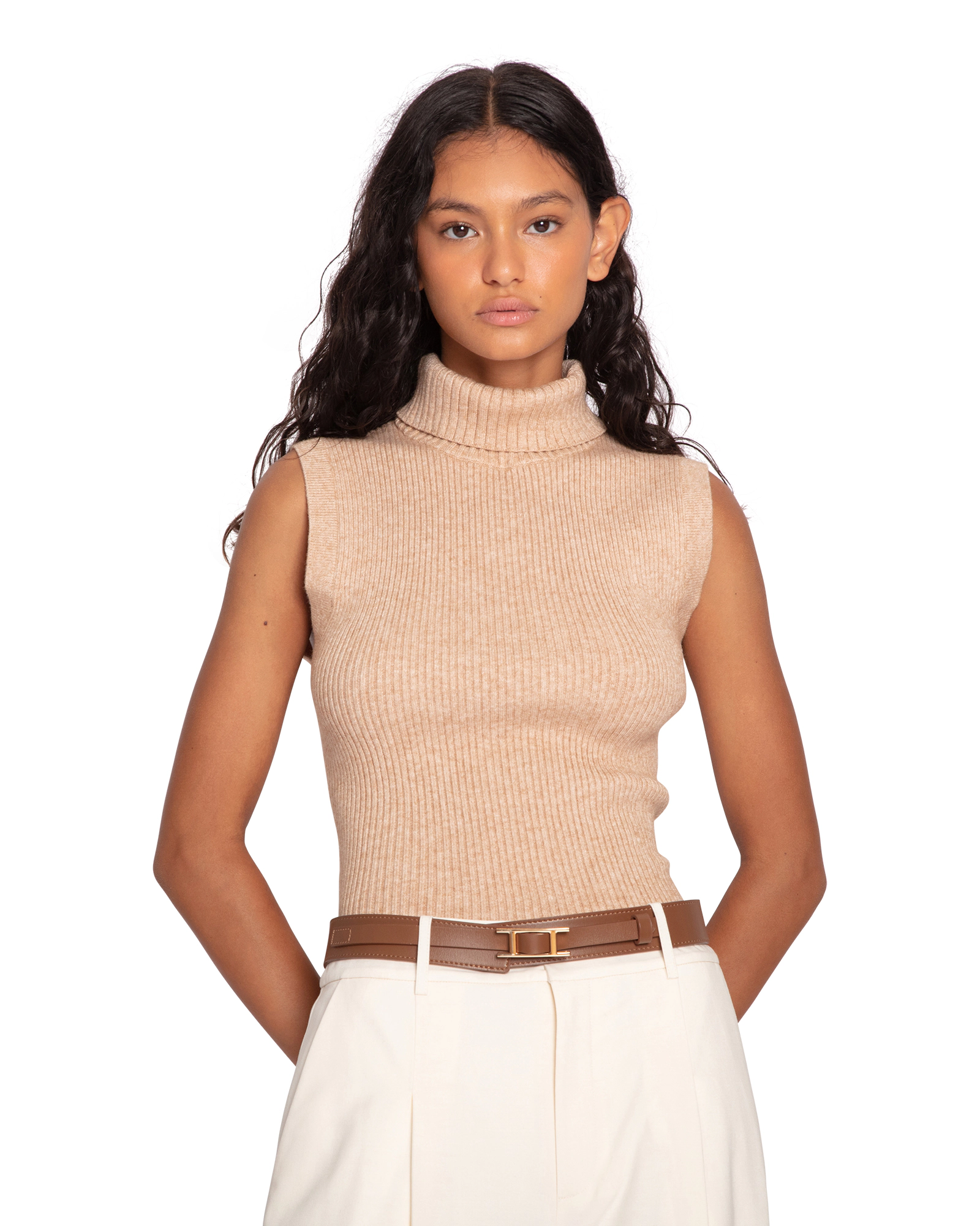 Belle & Bloom Womens Equation Sleeveless Turtleneck Knit