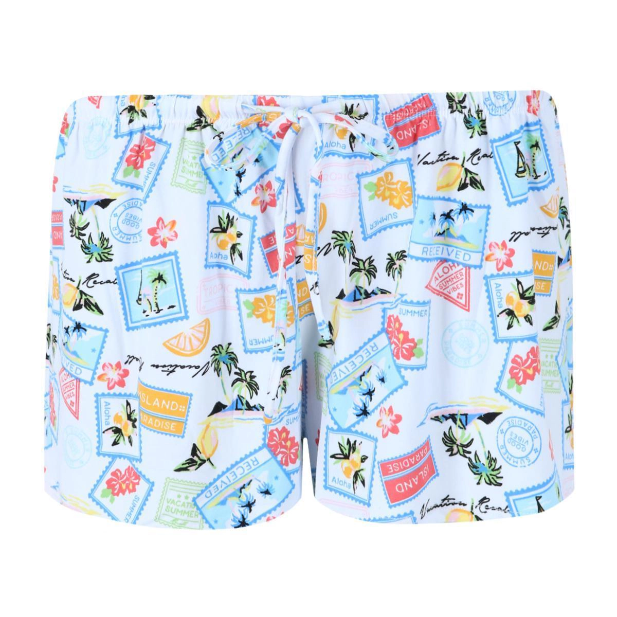 PJ Couture Women's Tropical Vacation Notch Collar Short Set