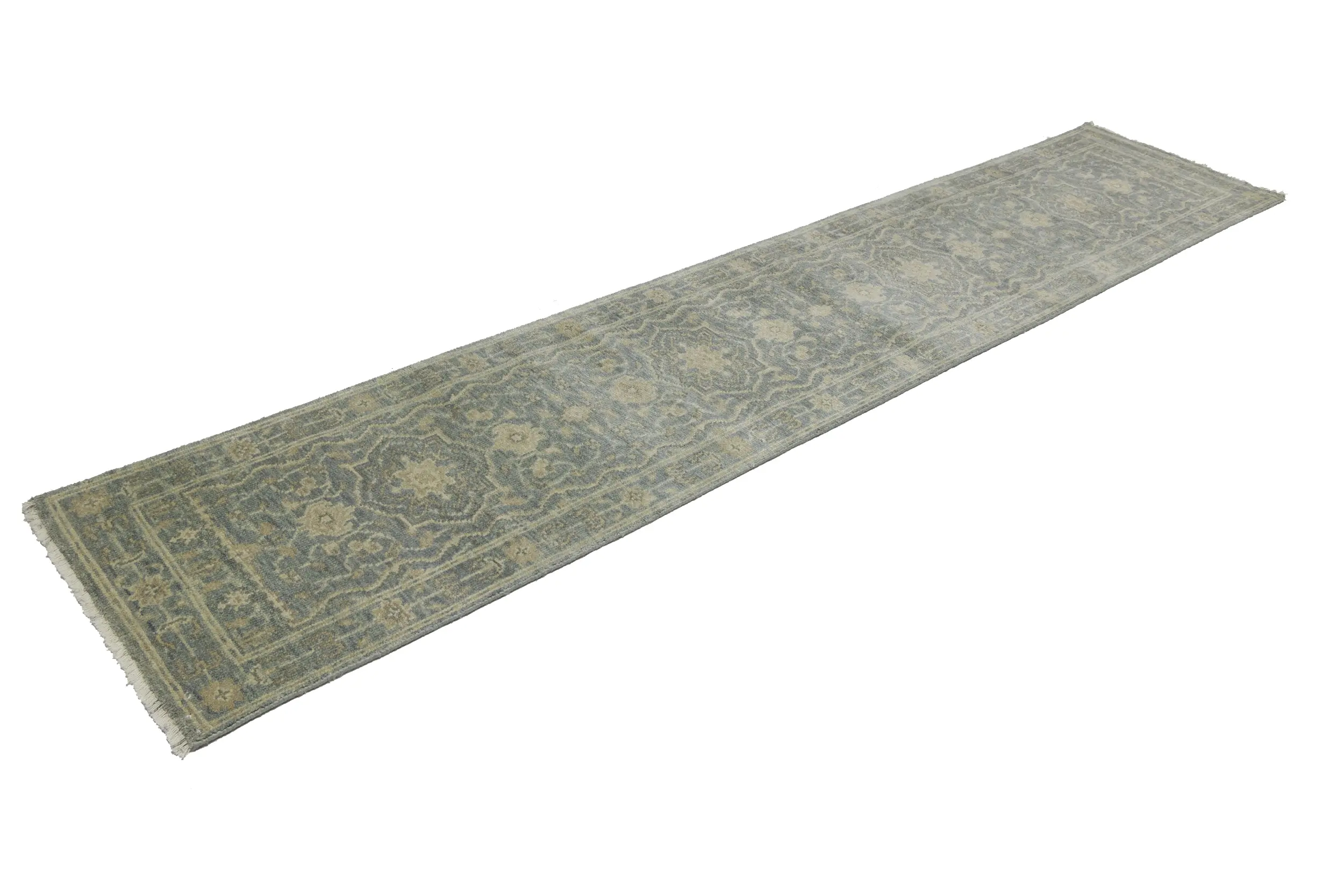 Magic Rugs Muted Gray Floral 2'5X11'9 Transitional Oriental Runner Rug