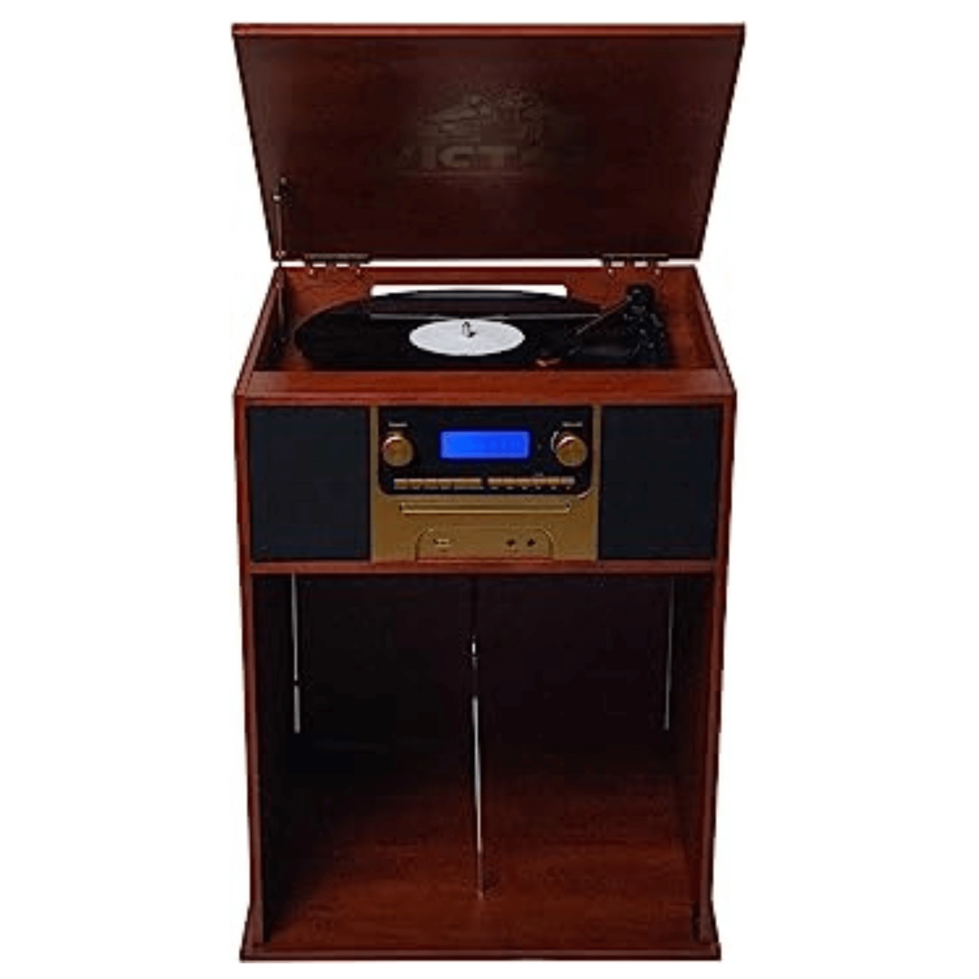 Victor Boyleston 7-in-1 3-Speed Turntable Music Center with Album Storage