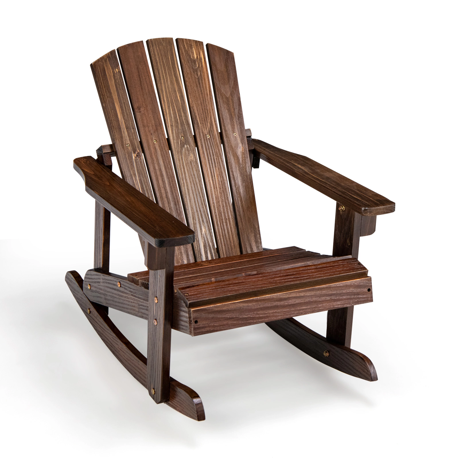 SUGIFT Kids Coffee Brown Adirondack Rocking Chair with Slatted Seat 20-in W 27-in D 24-in H 110-lb Seat Capacity