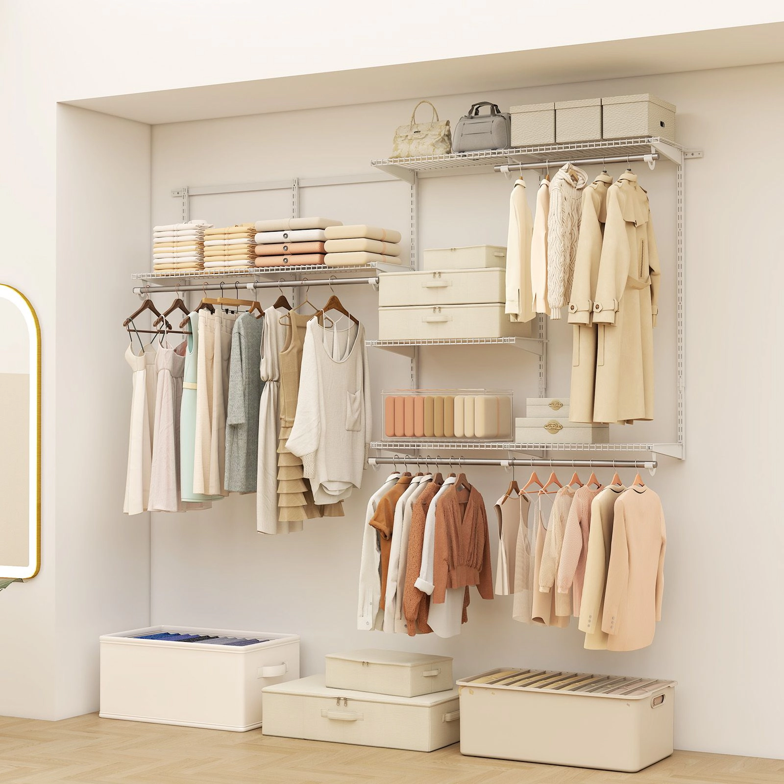 SlickBlue Wall Mounted Closet System 4 to 8 FT Adjustable Closet Organizer
