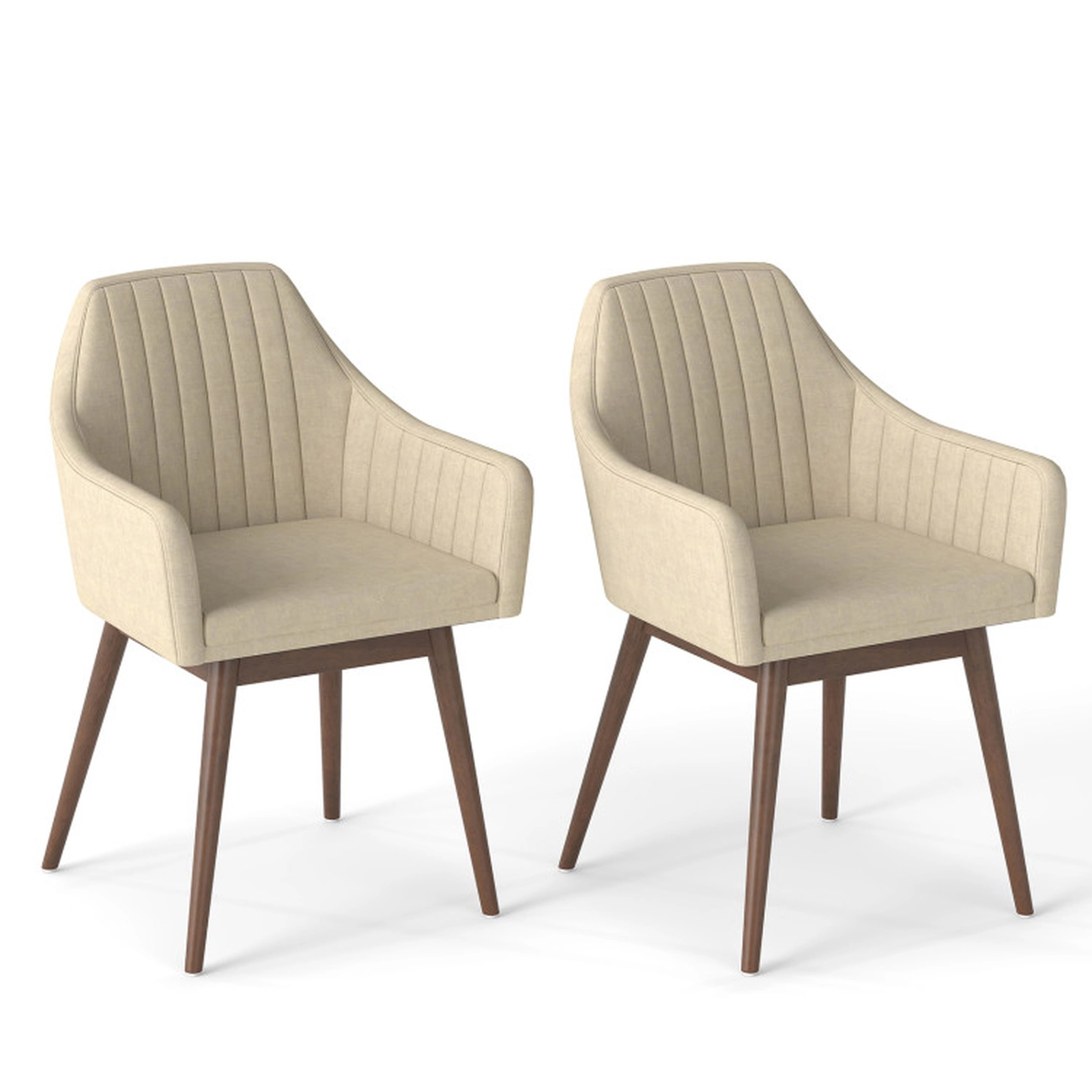 SUGIFT Set of 2 Upholstered Dining Accent Chairs with Padded Backrest and Seat 286-lb Capacity 19.5-in Seat Height Beige
