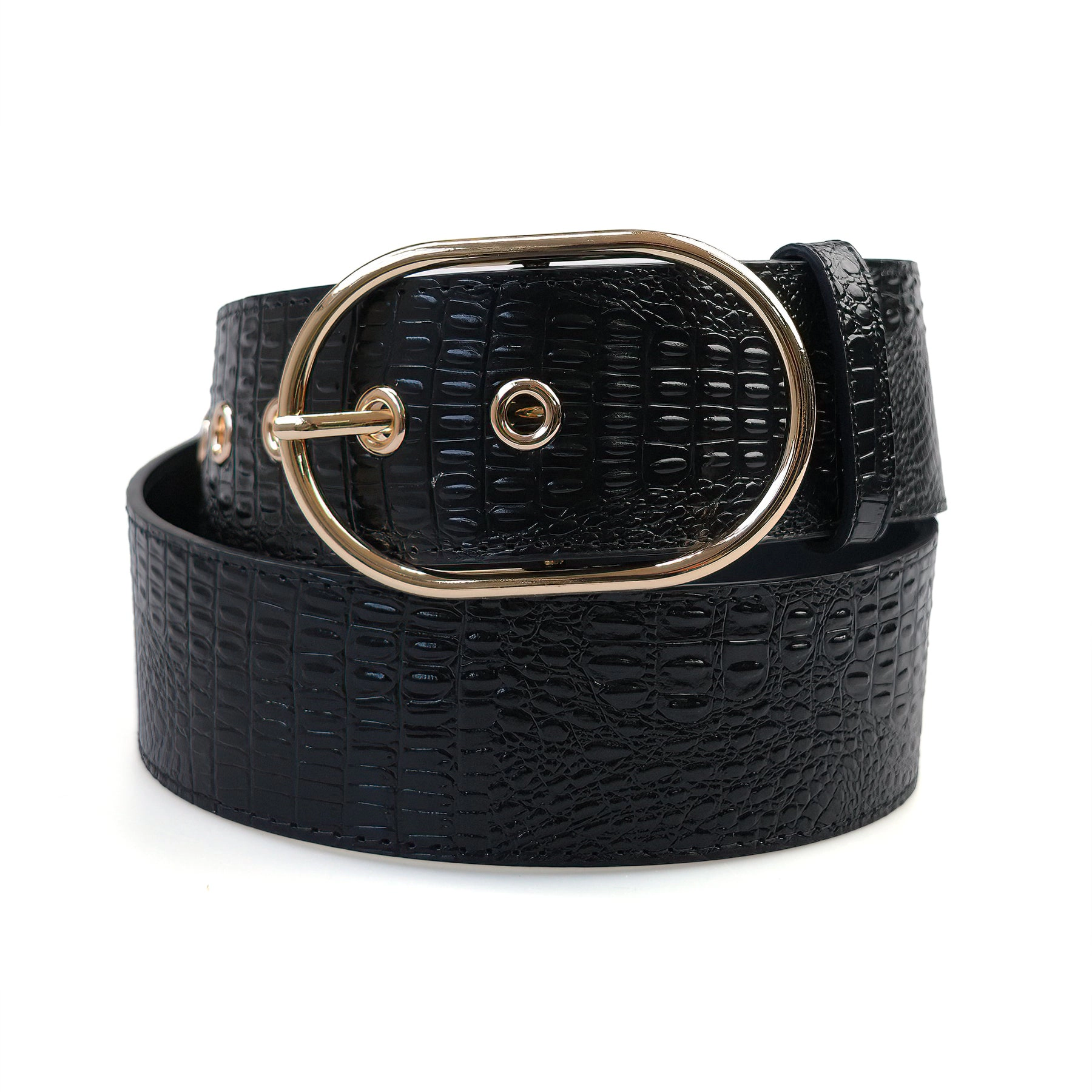 AGP PARIS Black Snake Print Women's Belt