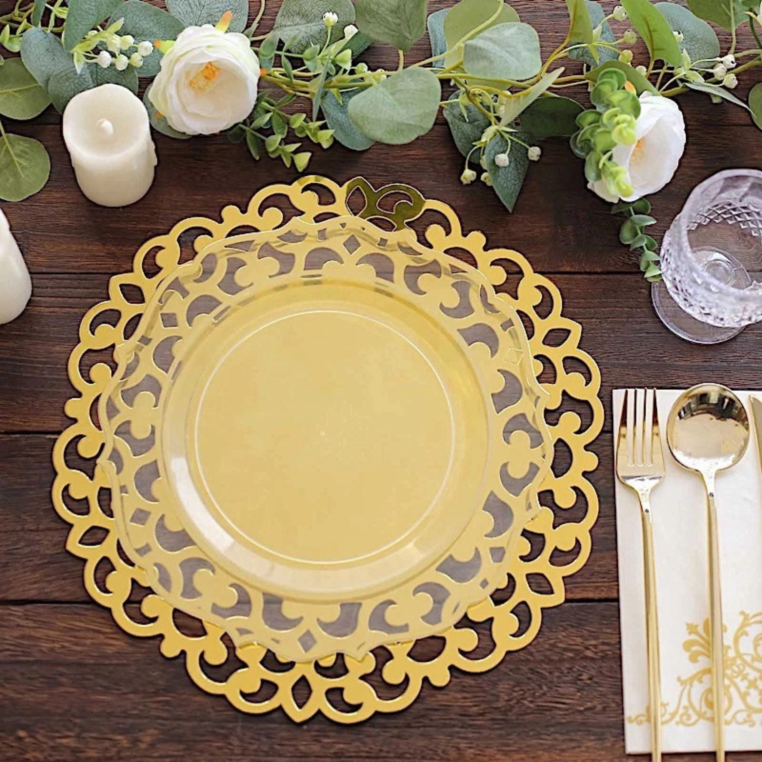 Home Collection Set of 6 13-Inch Floral Laser Cut Placemats