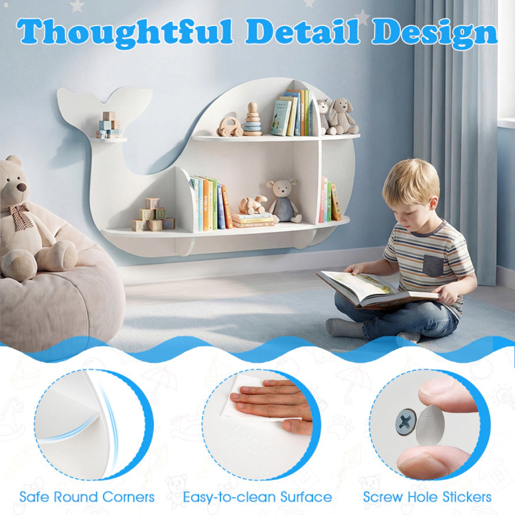 Hivvago Unique Dolphin Shelves for Floating Wall Mounted Storage