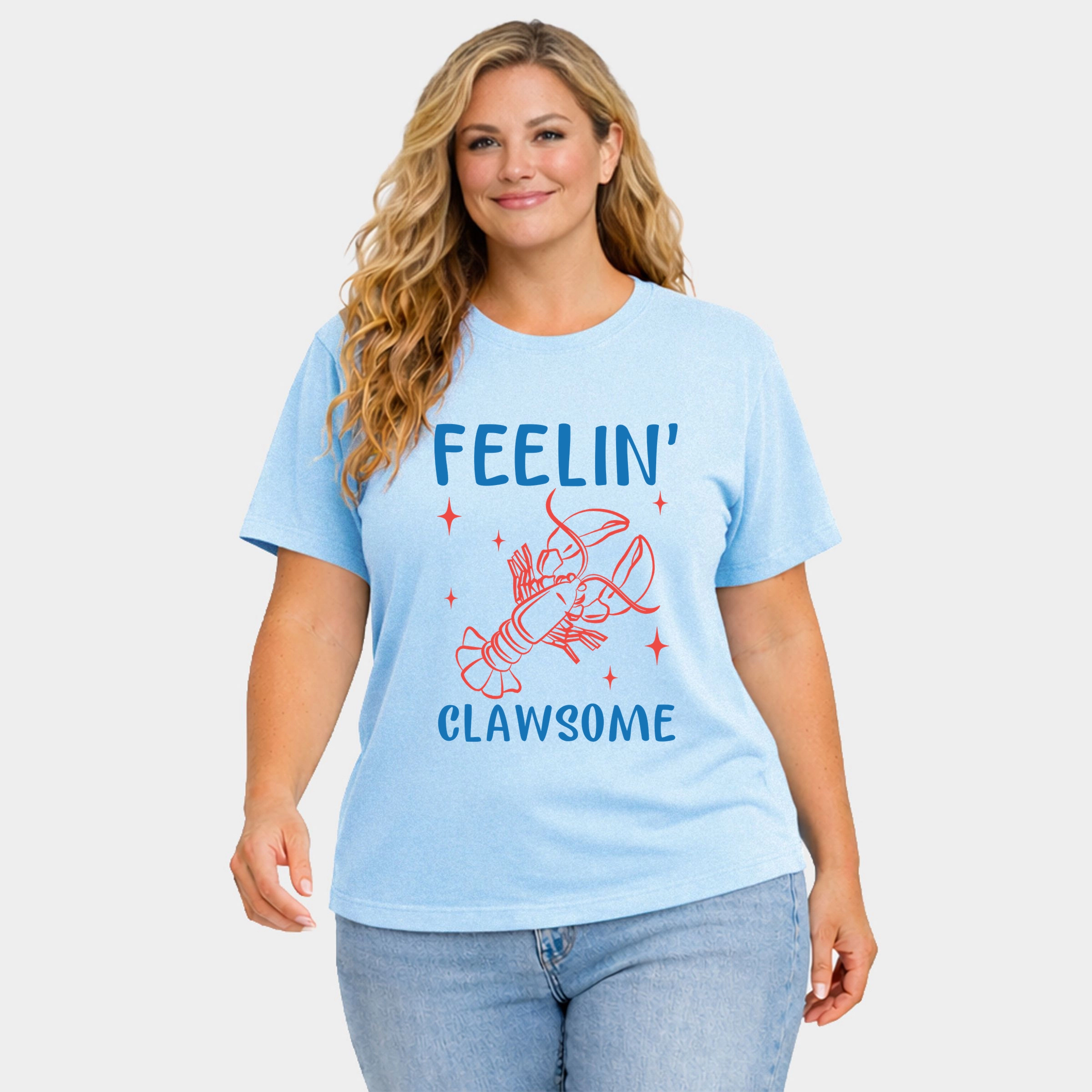 Simply Sage Market - Feelin' Clawsome Lobster Women's Plus Sized Garment Dyed Graphic T-Shirt