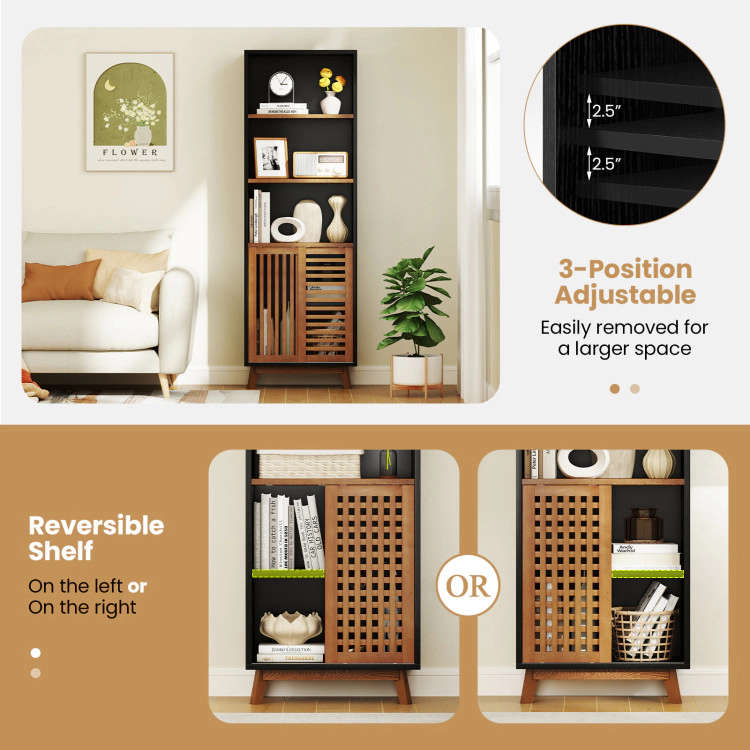 Hivvago 70 Inch 5-Tier Bookshelf with Reversible Adjustable Shelf