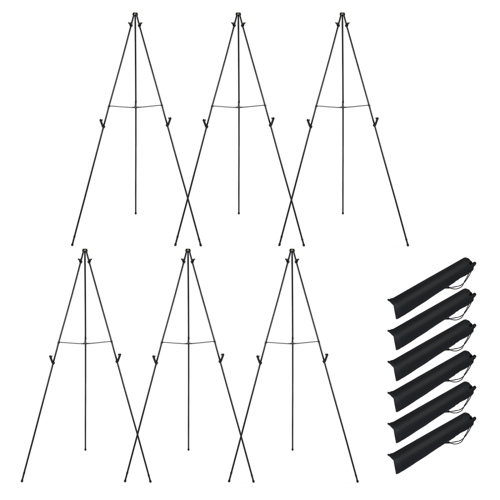 SUGIFT Black Carry Bags for Display and Signage 6-Pack 65-in Metal Easel Stand
