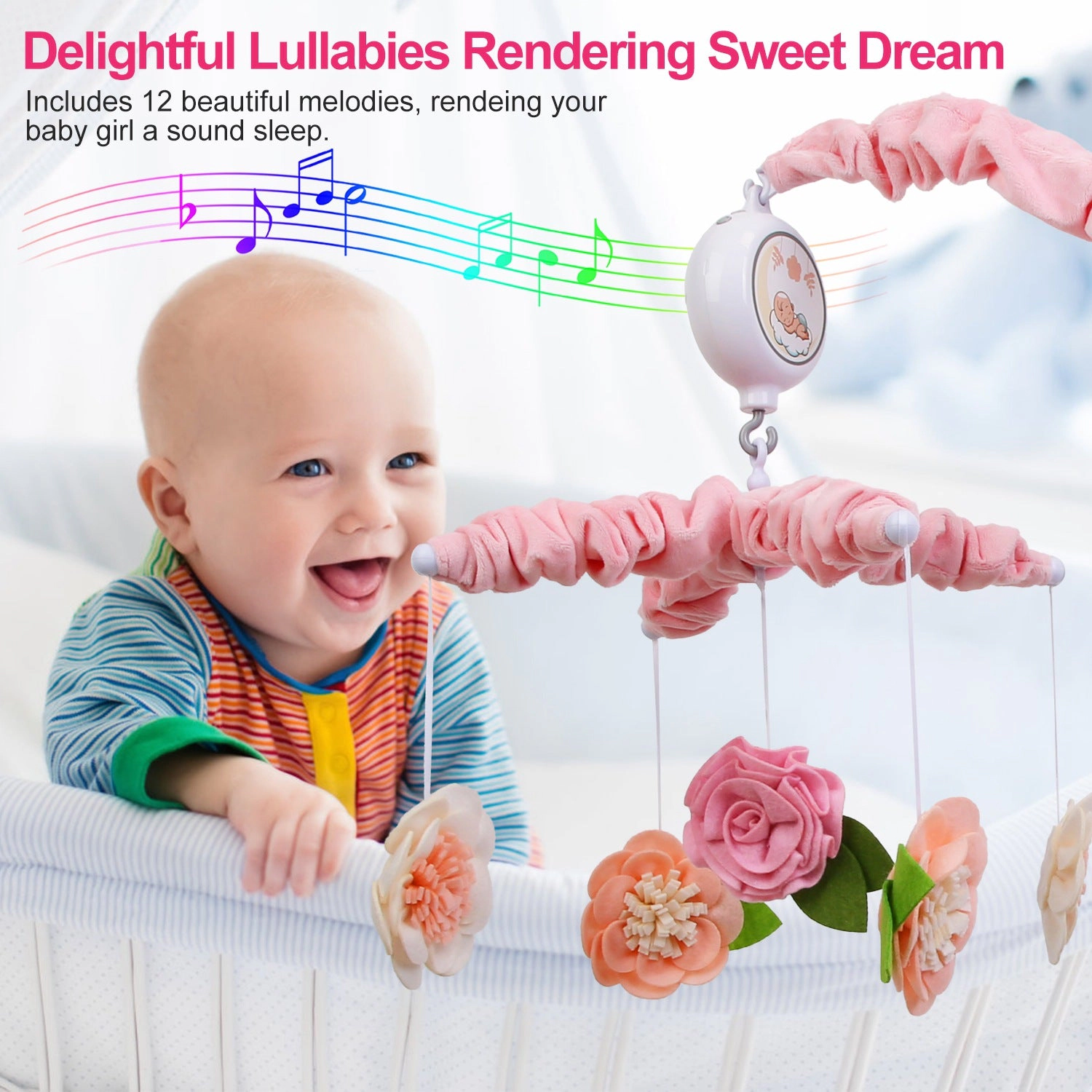 GBruno Kids' Kids' Musical Crib Mobile With Flower Rattles