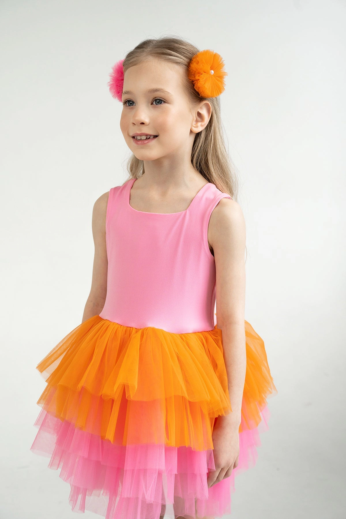 Mini Celebrities Girls Coral Peony Tutu Dress