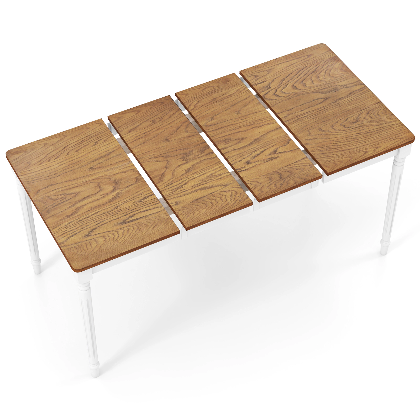 LJG Extendable Dining Table with Rubber Wood Legs for 4-8 People