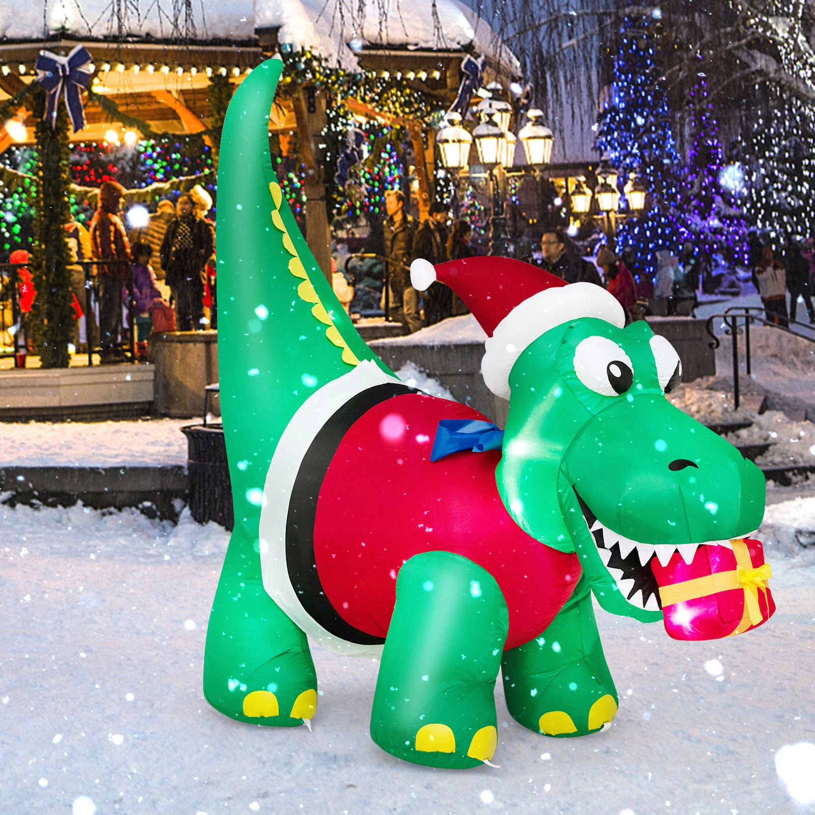 SlickBlue Unisex Inflatable Christmas Dinosaur Yard Decoration