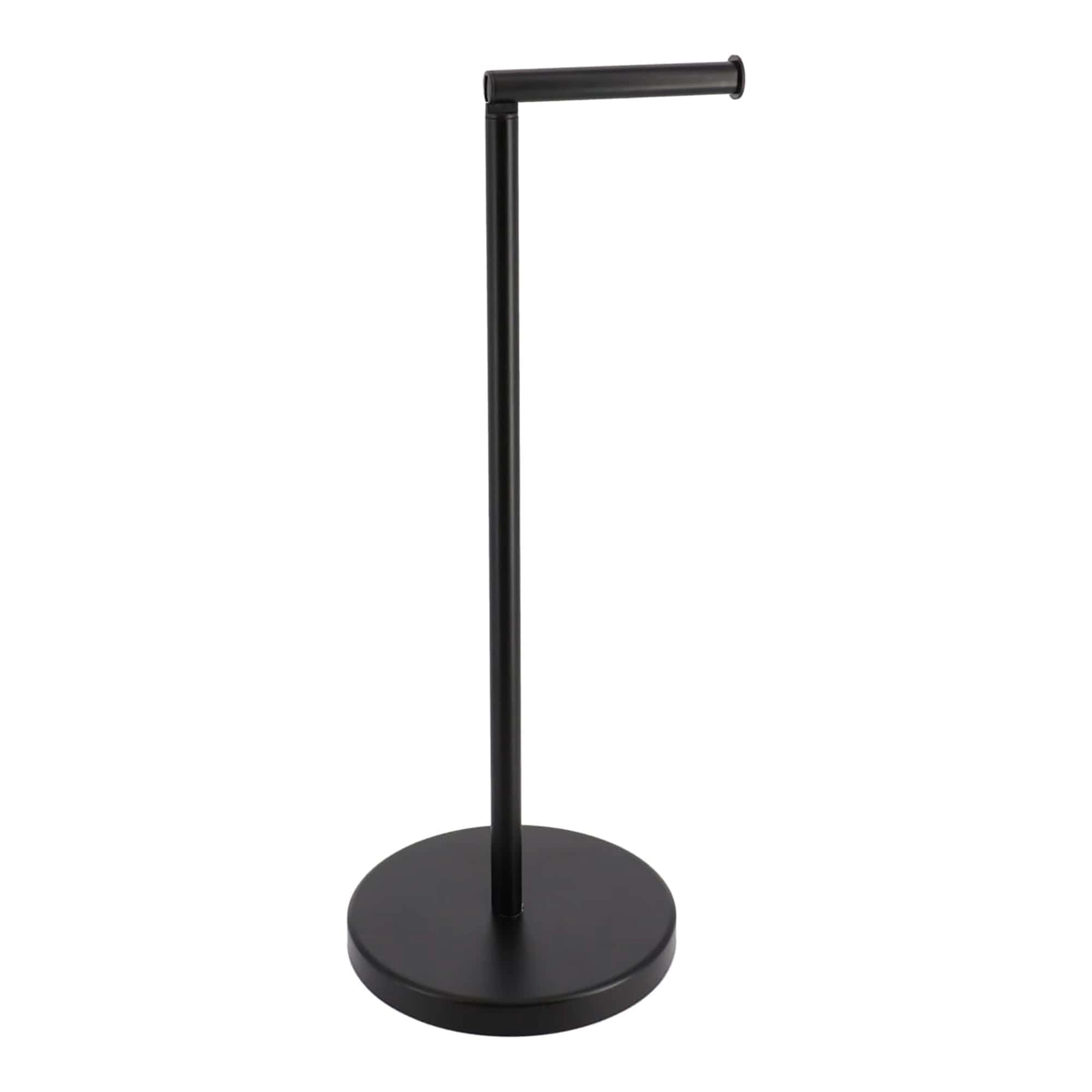 Evideco French Home Goods Freestanding Metal Toilet Paper Holder - Folding Arm, Weighted Base, 22" High