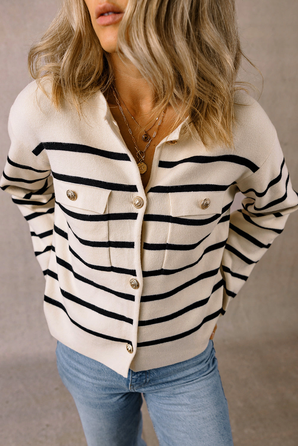 Threaded Pear Women's Genesis Pocket Buttoned Cardigan Sweater