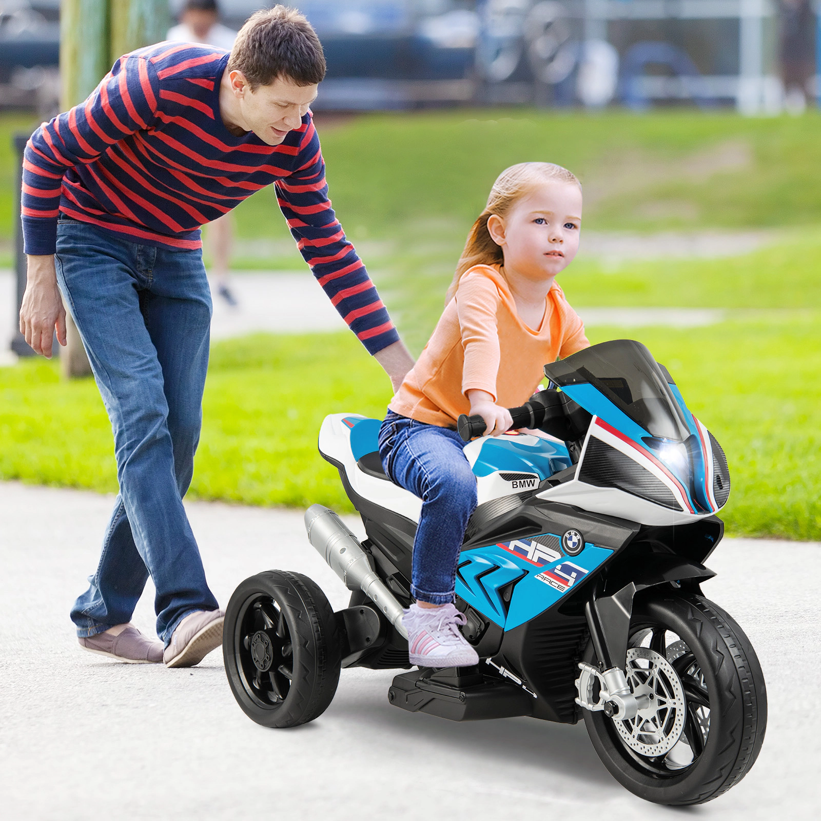 Glintex 12V Kids Ride-On Motorcycle with High-Low Speed and a USB Port