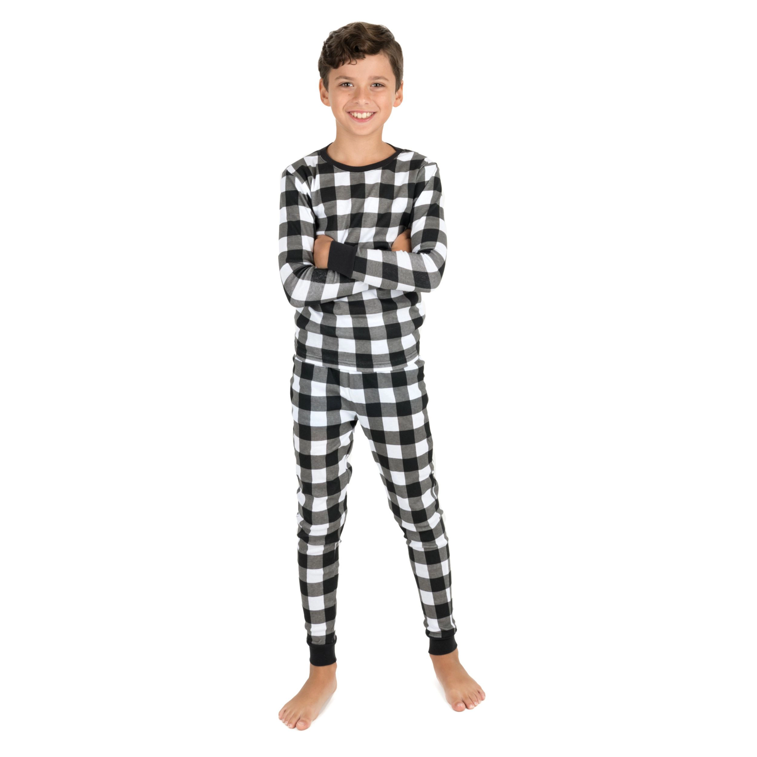 Leveret Kids 2-Piece Buffalo Plaid Cotton Snug Fit Pajama Set