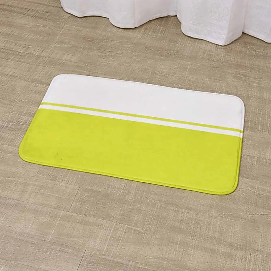 Evideco French Home Goods Lime Green and White Memory Foam Bath Mat 30 x 18 in