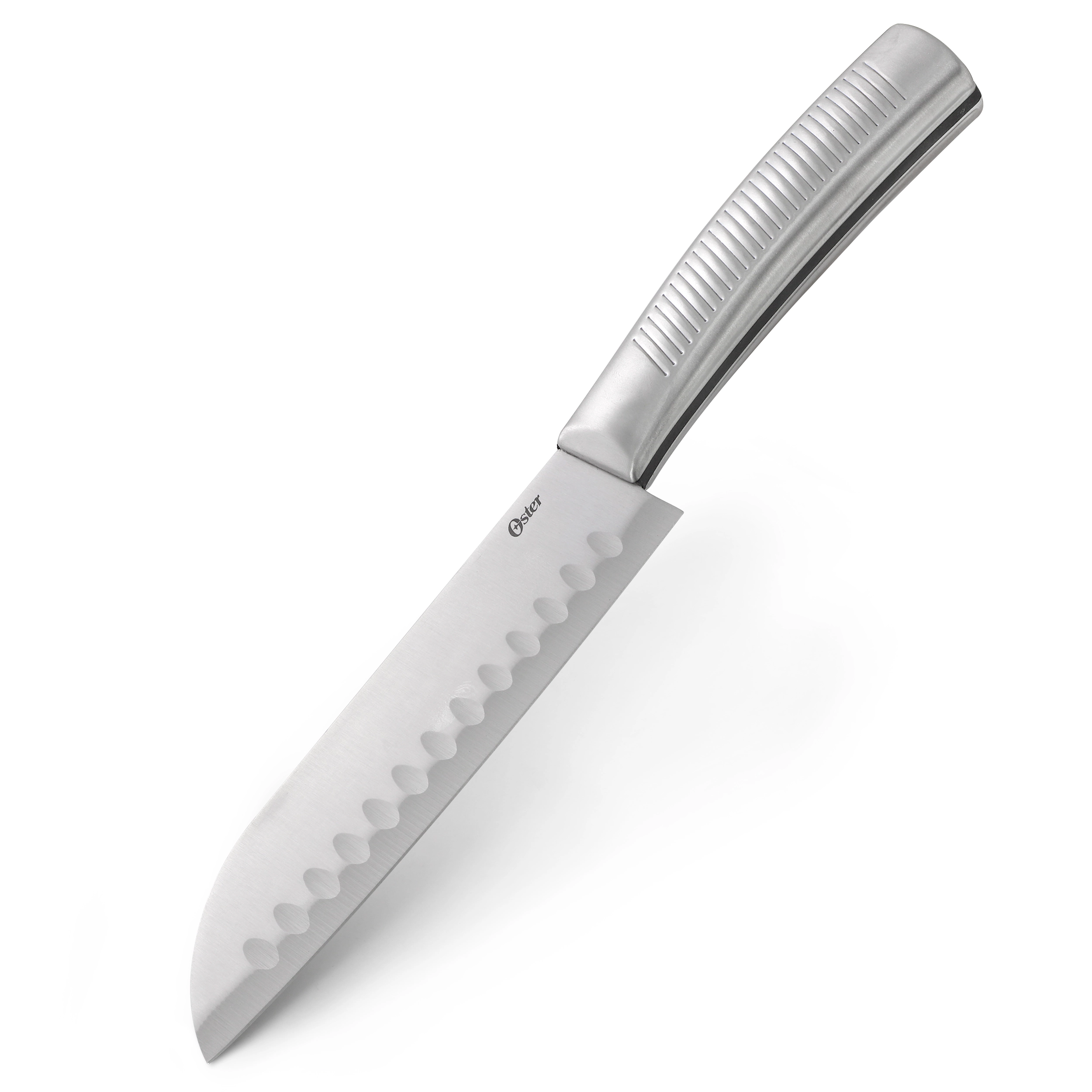 Oster Eddington 2 Piece Stainless Steel Santoku Knife Set with Ridged Handles
