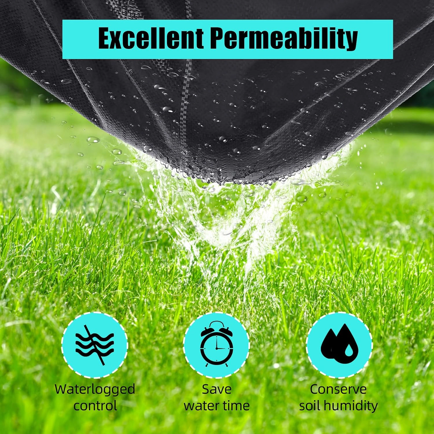 6x300ft Heavy-Duty Weed Barrier Fabric, 3.2oz, for Weed & Erosion Control under Mulch/Gravel/Driveway