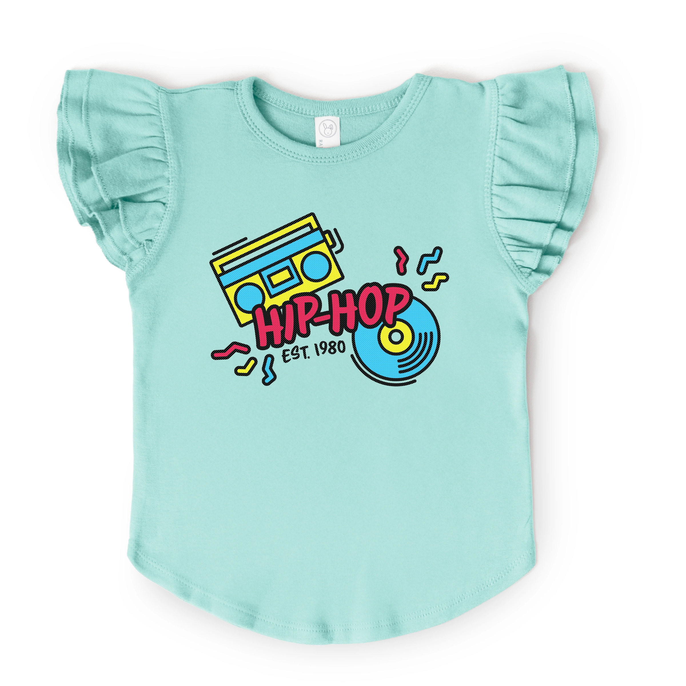 The Juniper Shop - Girl's Flutter Sleeve Graphic T-Shirt Neon Hip Hop