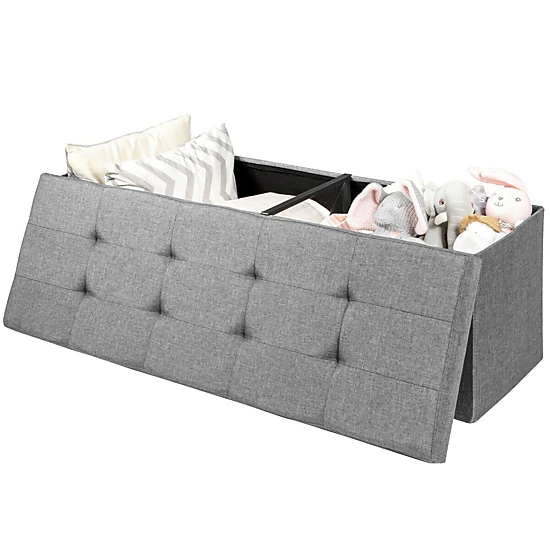 SlickBlue Foldable Storage Bench with Removable Divider and Padded Seat