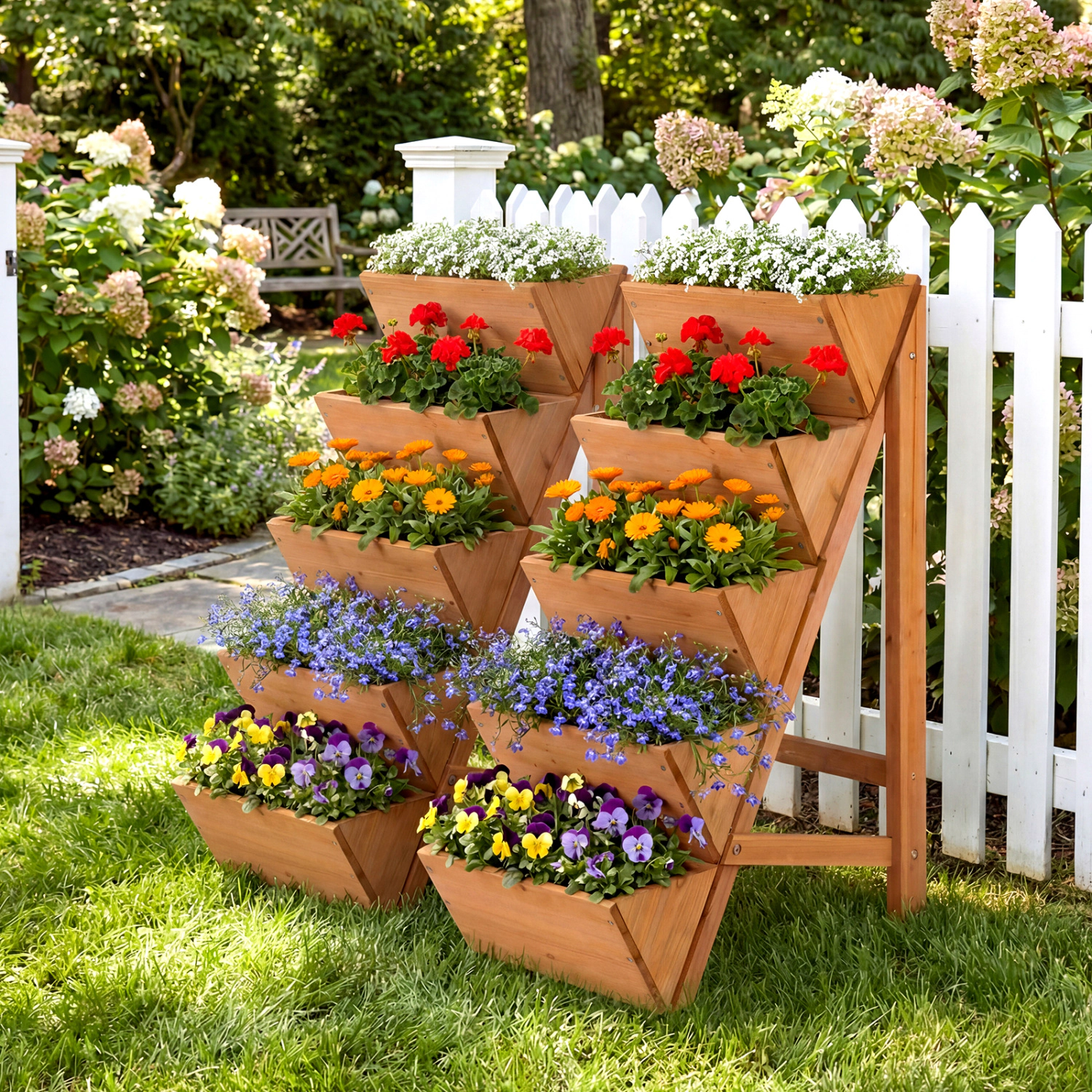 LJG -tier Vertical Raised Garden Bed Wood Elevated Planter Box with Legs