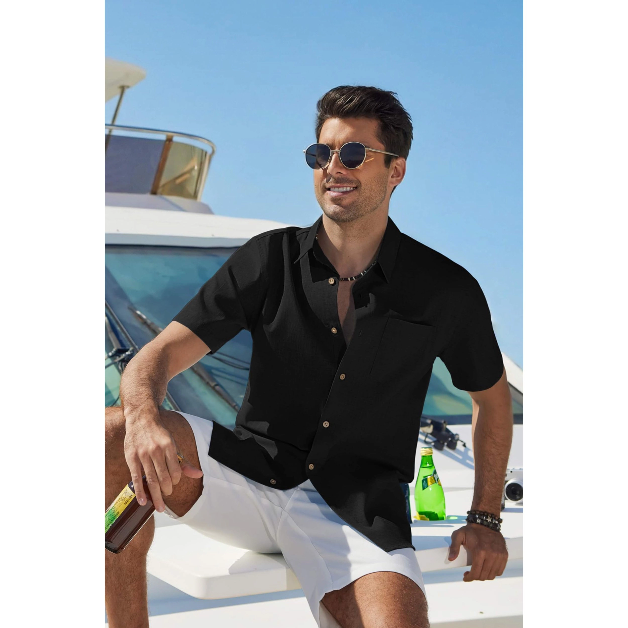 COOFANDY Men's Regular Fit Short Sleeve Camp Shirt