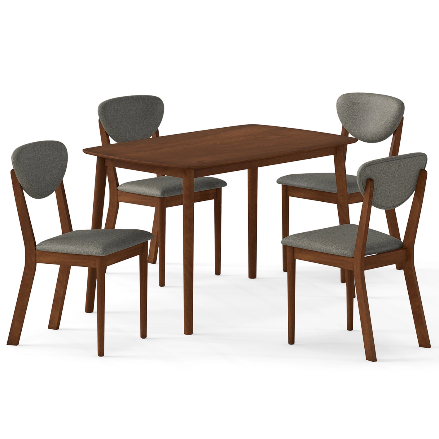 LJG 5-Piece Dining Set for 4 with Rectangular Table & Fabric Chairs for Living Room