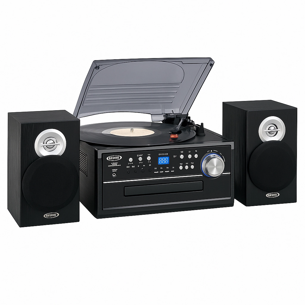 Jensen 3-Speed Turntable CD Cassette AM/FM Stereo System JTA-475B