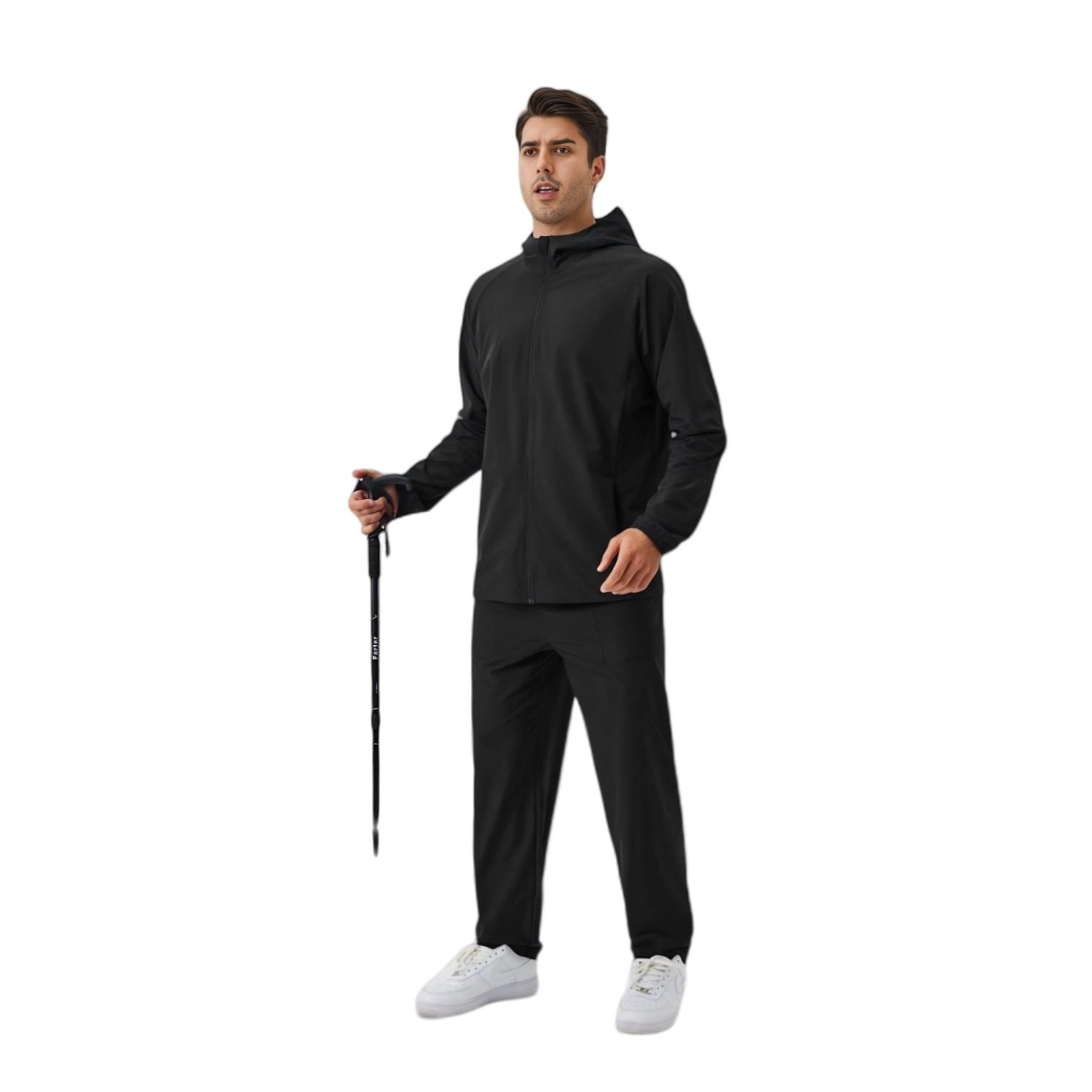 Anna-Kaci Men's Lightweight Zip-Up Hoodie Jacket with Adjustable Hood and Side Pockets