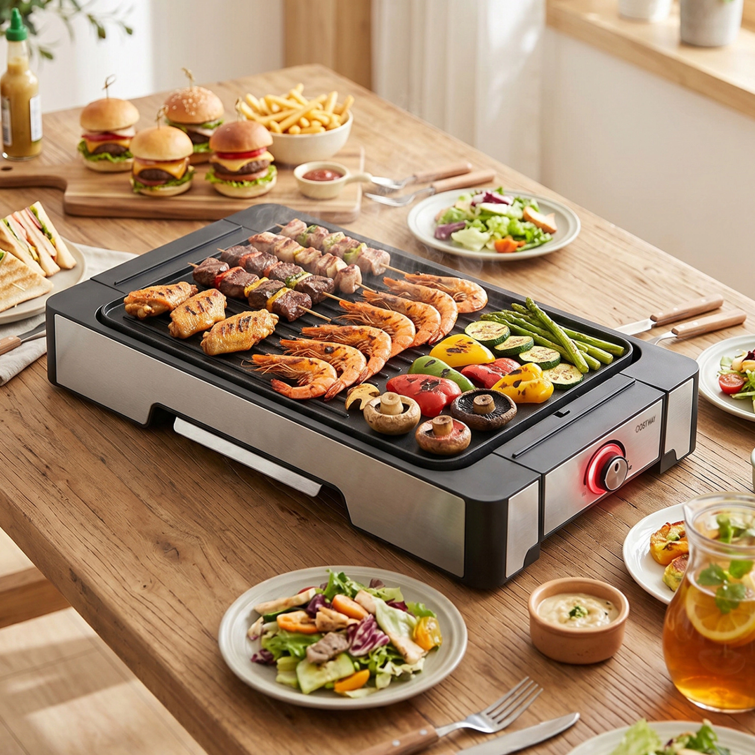 LJG 2300W Electric Griddle with Nonstick Die Cast Aluminum Cooking Surface
