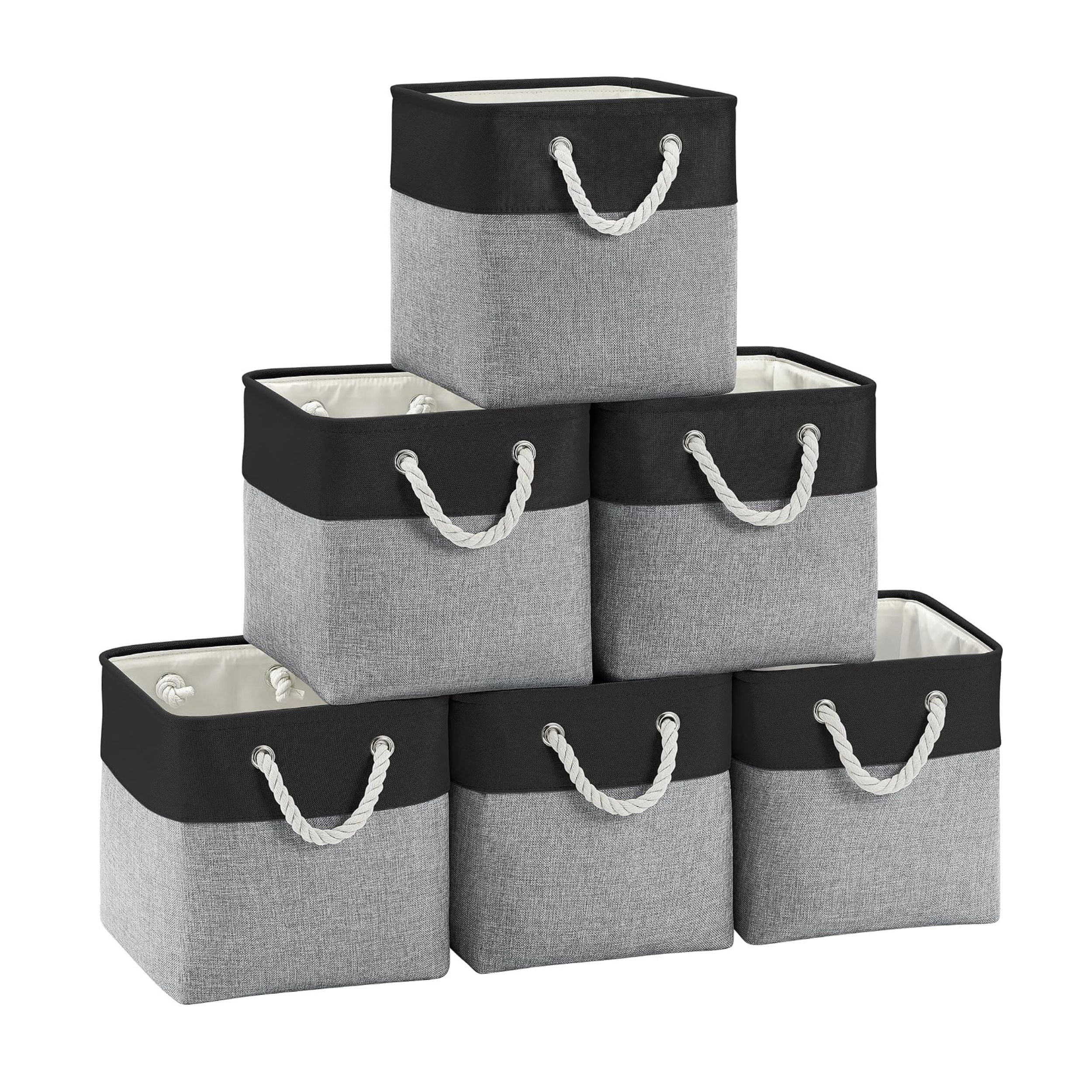 Stock Preferred Pack of 6 11 Inch Cube Storage Bins with Handles Foldable Fabric Organizer
