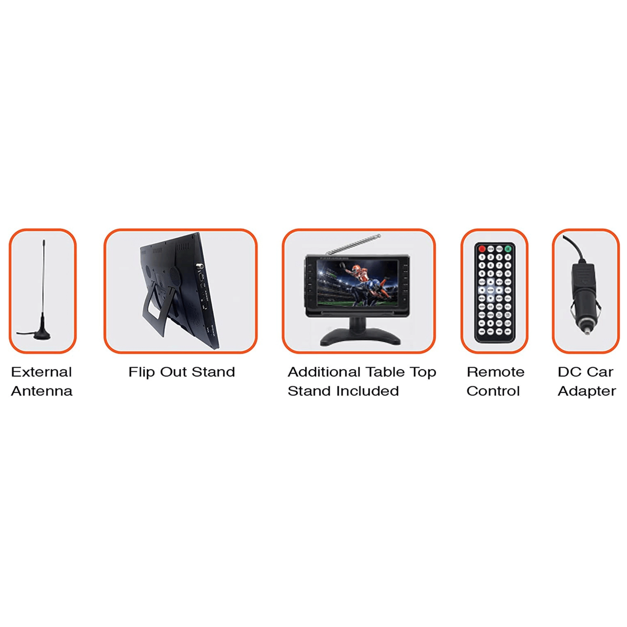 Naxa Portable 14.1" 12 Volt ACDC Television with Built-in Battery