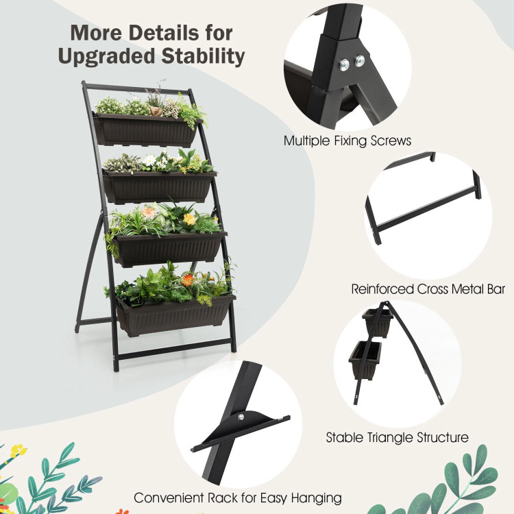 Hivvago 4-Tier Vertical Raised Garden Bed with 4 Containers and Drainage Holes