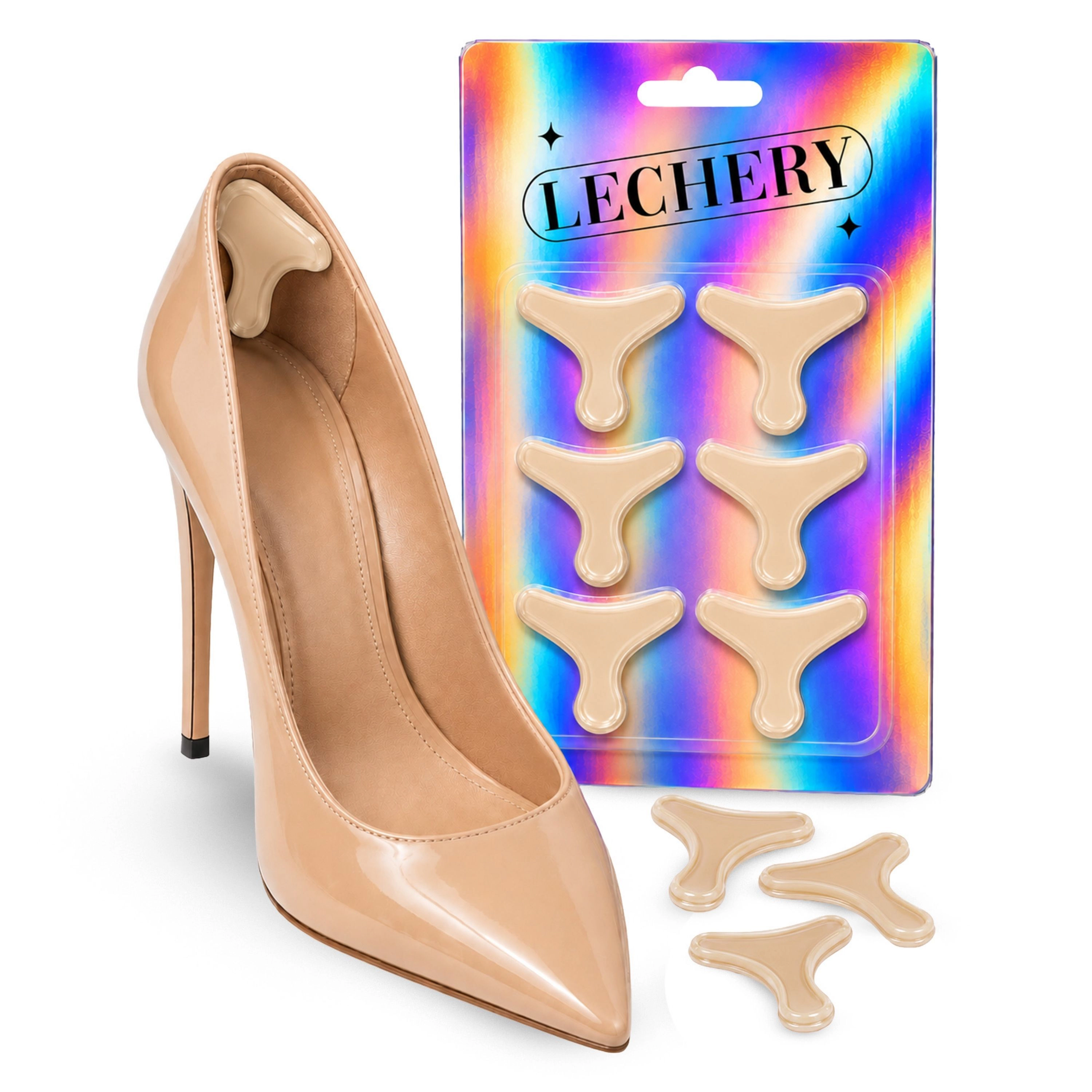 LECHERY Women's 3-Pack T Heel Grips – Anti-Slip Cushions for Shoes