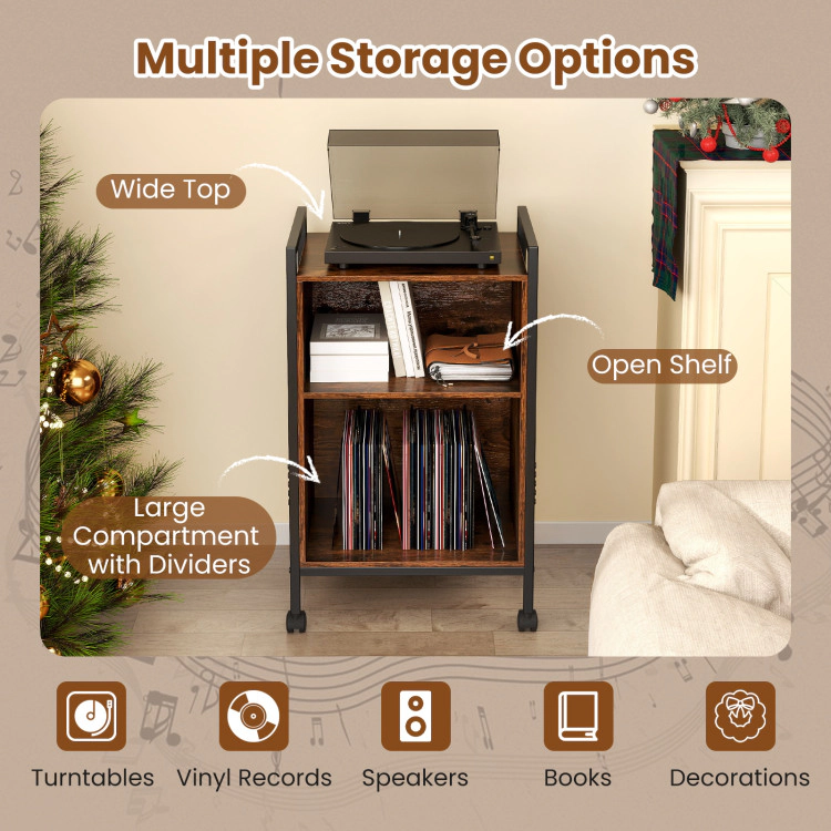 Hivvago Rolling Turntable Stand with Built-in Power Outlet