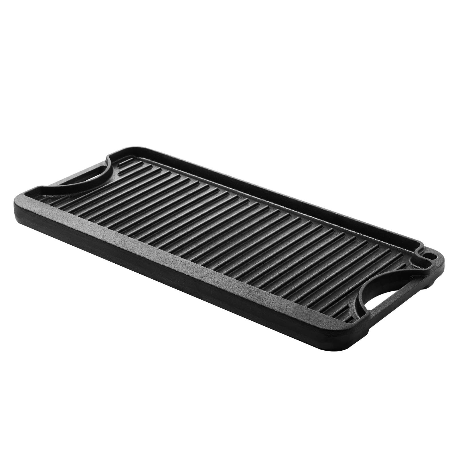 HONGGE Reversible Grill/Griddle Pre-Seasoned Cast Iron Griddle Portable Rectangular Pan with Handle Family Cookware for